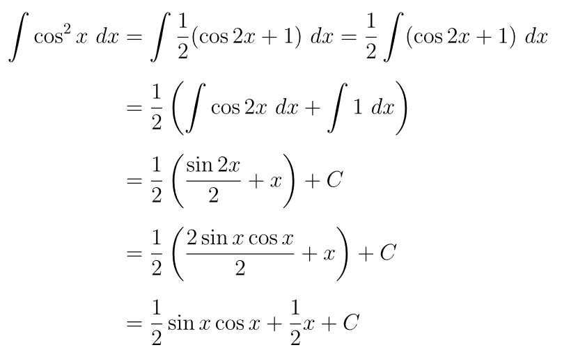 Integral cos^2 x dx - Contoh integral trigonometri berpangkat