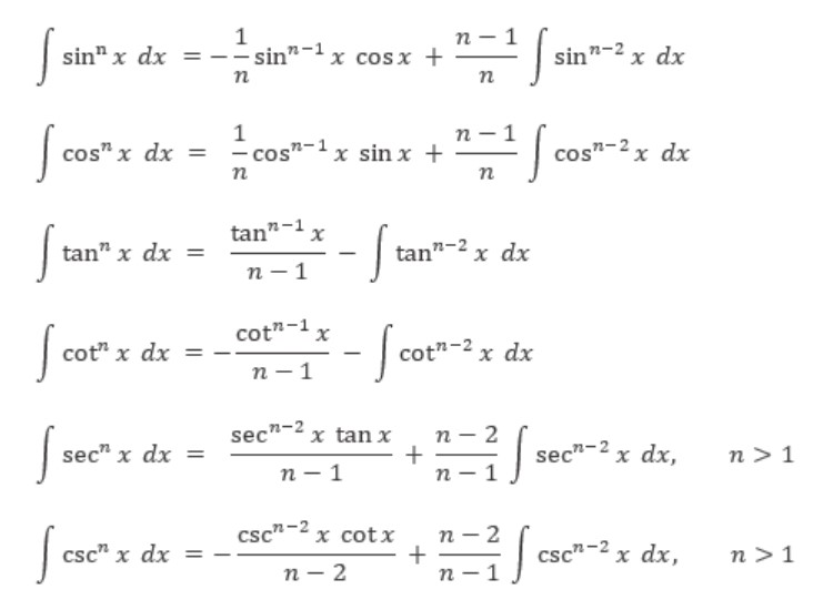 rumus reduksi integral trigonometri