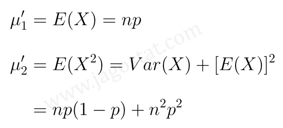 momen populasi distribusi binomial